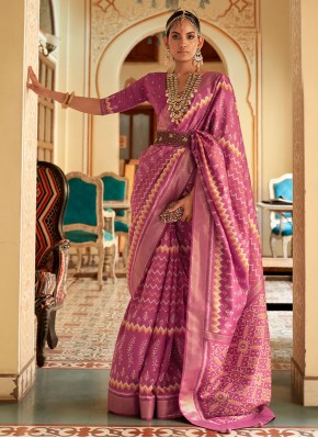 Patola Silk  Designer Saree in Purple