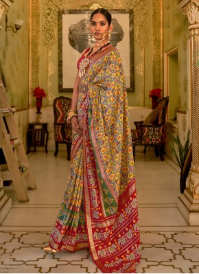 Patola Silk  Multi Colour Patola Print Trendy Saree