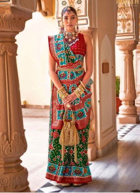 Patola Silk  Multi Colour Printed Trendy Saree