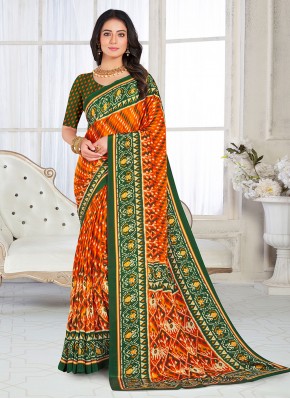Patola Silk  Orange Weaving Classic Saree