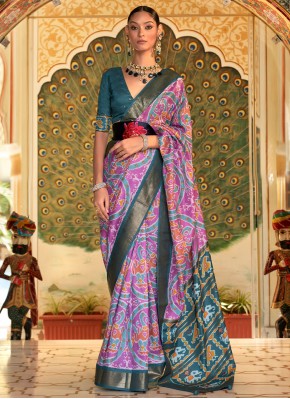 Patola Silk  Purple Weaving Contemporary Saree