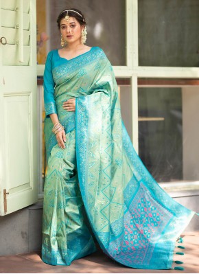 Patola Silk  Traditional Saree in Turquoise