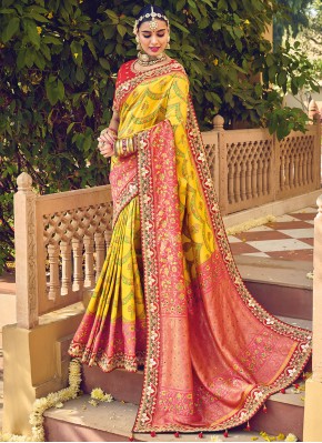 Patola Silk  Trendy Saree in Yellow