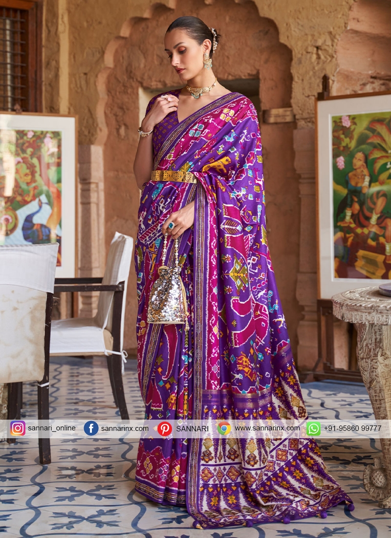 Patola Silk  Weaving Classic Saree in Purple
