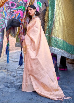 Peach Festival Handloom silk Classic Saree