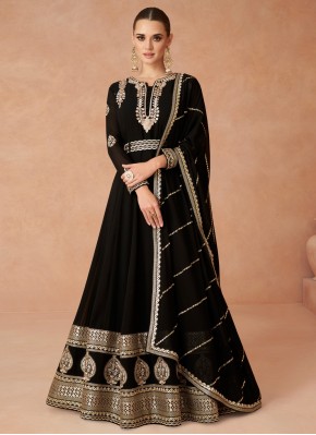Peppy Embroidered Black Georgette Gown 