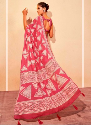 Peppy Pink Foil Print Trendy Saree