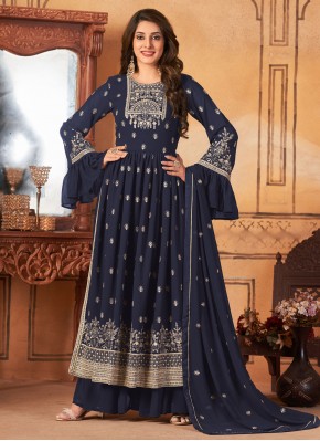 Phenomenal Embroidered Faux Georgette Trendy Salwar Kameez