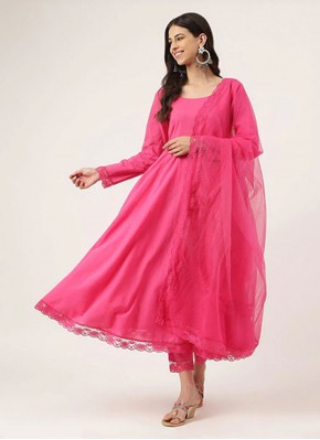 Pink Designer Cotton Readymade Salwar Suit