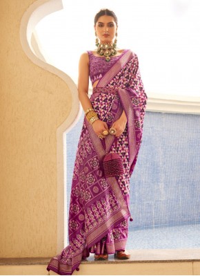Pink Digital Print Party Contemporary Style Saree