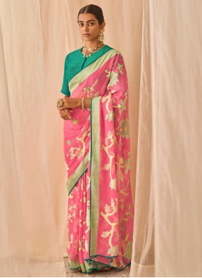 Pink Fancy Silk Classic Designer Saree