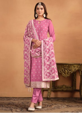 Pink Faux Georgette Festival Designer Salwar Suit