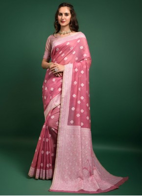 Pink Festival Banarasi Silk Traditional Saree