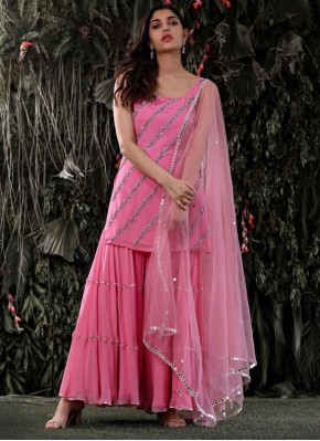 Pink Festival Designer Palazzo Salwar Suit