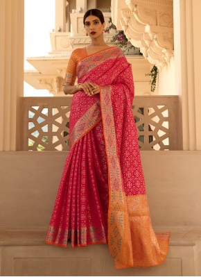 Pink Handloom silk Weaving Designer Traditional Saree