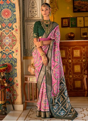 Pink Patola Silk  Weaving Contemporary Saree