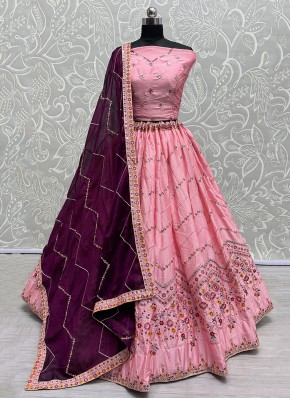 Pink Rangoli Thread Work Designer Lehenga Choli