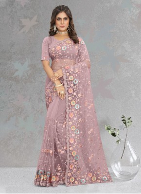Pink Sequins Contemporary Style Saree