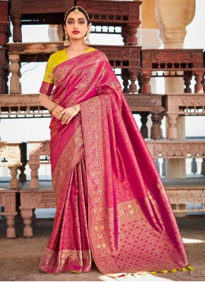 Pink Silk Weaving Designer Traditional Saree