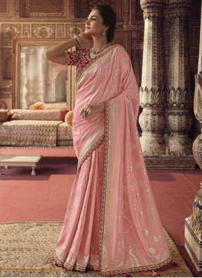 Pink Viscose Sangeet Contemporary Style Saree