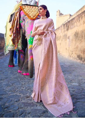 Pink Weaving Handloom silk Classic Saree