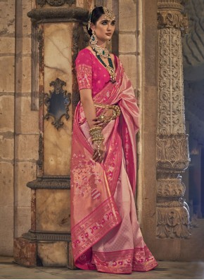 Pink Weaving Trendy Saree
