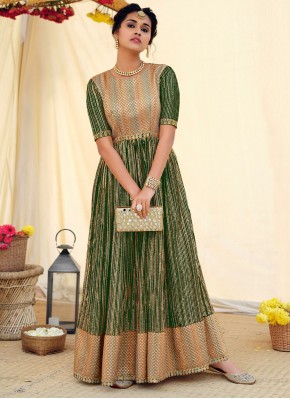 Piquant Faux Georgette Green Embroidered Designer Salwar Suit