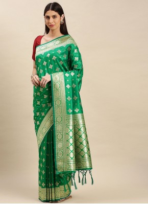 Piquant Green Weaving Banarasi Silk Traditional Saree
