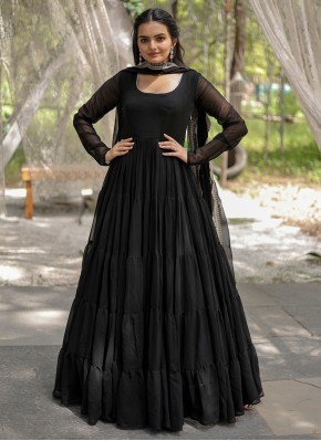 Piquant Plain Georgette Readymade Gown