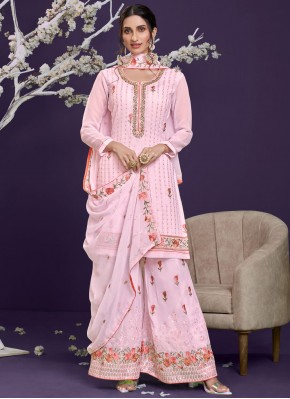 Pleasing Faux Georgette Embroidered Designer Pakistani Salwar Suit