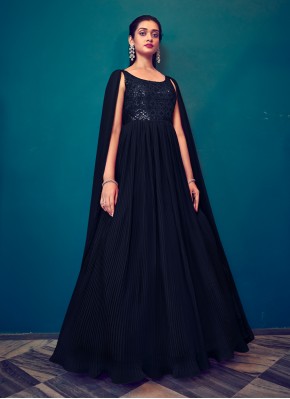 Pleasing Georgette Embroidered Gown 
