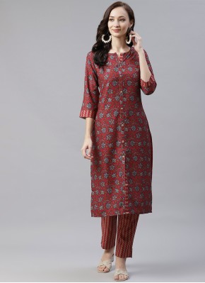 Poly Rayon Party Wear Kurti in Maroon