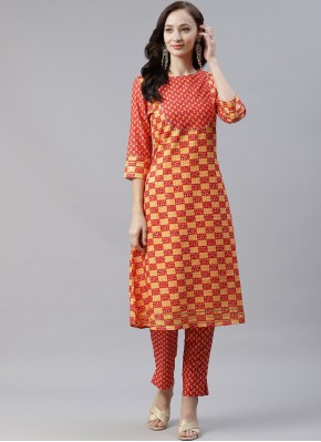 Poly Rayon Party Wear Kurti in Red