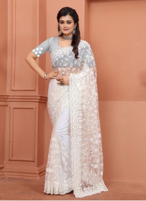 Precious Net Off White Designer Saree