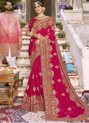 Pretty Art Silk Zari Pink Trendy Saree