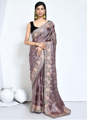 Princely Embroidered Purple Classic Saree