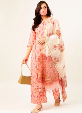 Print Cotton Readymade Suit in Pink