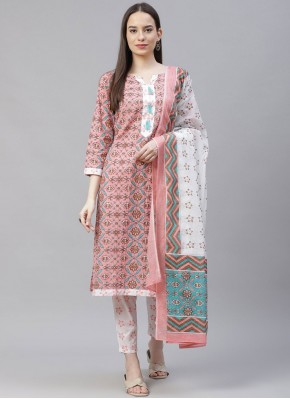 Printed Cotton Designer Suit in Pink