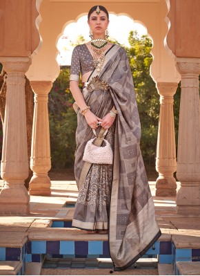 Printed Kanchipuram Silk Contemporary Style Saree in Multi Colour