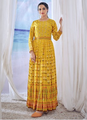 Prodigious Yellow Readymade Gown