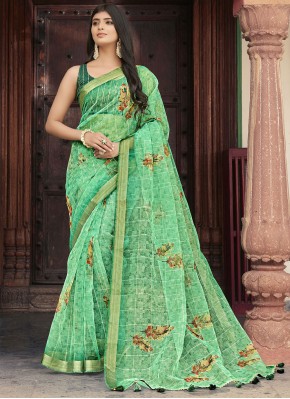 Prominent Green Contemporary Saree