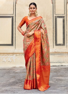 Pure Silk Orange Trendy Saree
