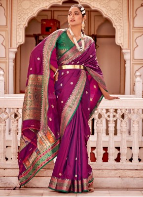 Purple Banarasi Silk Trendy Saree