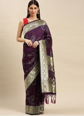 Purple Banarasi Silk Weaving Designer Traditional Saree