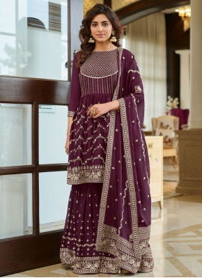 Purple Engagement Chinon Designer Pakistani Salwar Suit