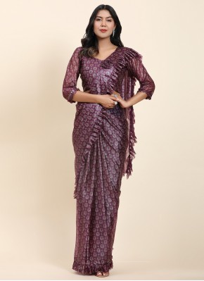 Purple Fancy Fabric Ceremonial Saree