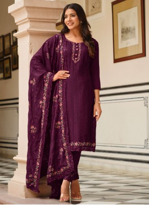 Purple Festival Chinon Salwar Suit