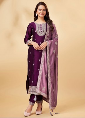 Purple Festival Vichitra Silk Trendy Salwar Kameez