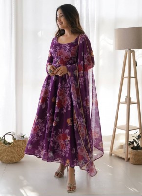 Purple Printed Gown 