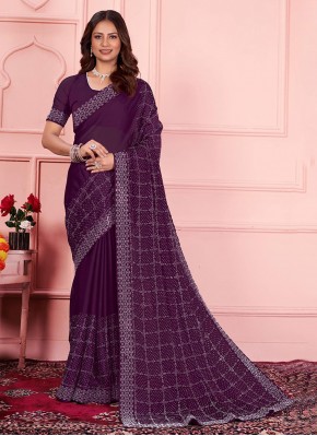 Purple Rangoli Embroidered Classic Saree
